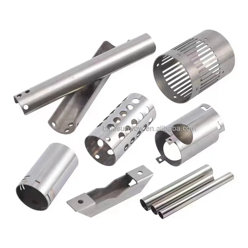 Custom Metal Bracket Sanitary Stainless Steel Welded Pipe Fitting Metal Mesh Filter Tube Metal Cnc Laser Cutting Tube Service