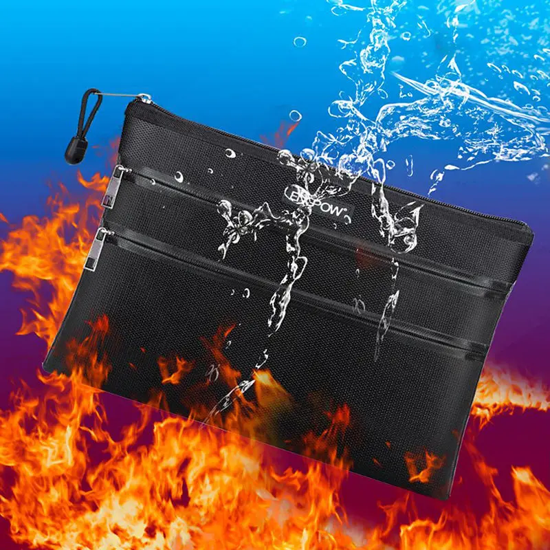 Waterproof and Fireproof Money Bag Fireproof Safe Storage Pouch with Zipper for A4 Document Fireproof Document Bags