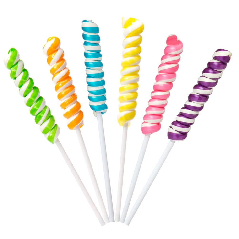 wholesale custom handmade colorful twist swirl sweet christmas rainbow hard lollipop candy