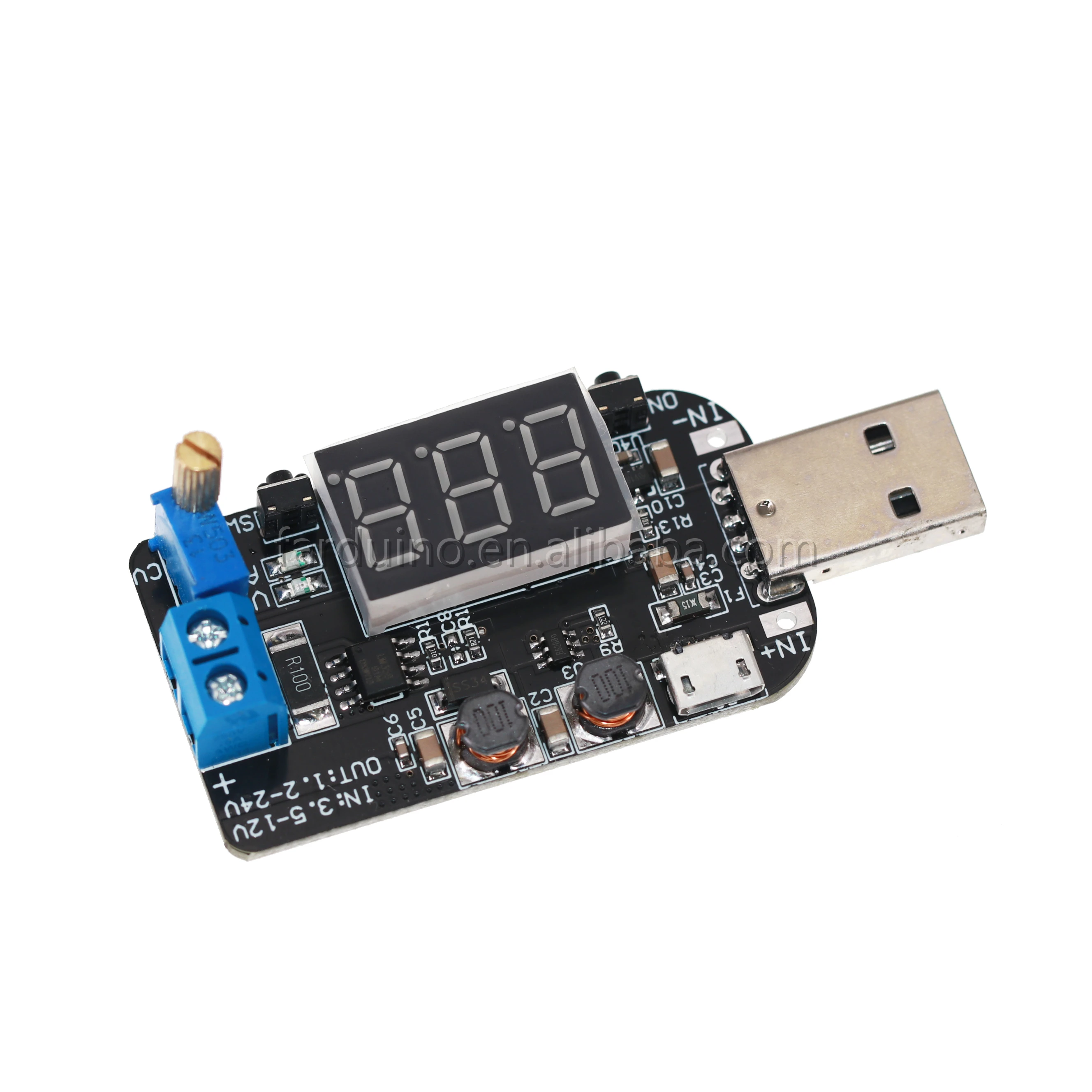 С ток USB Micro 5V до 3 V 9V 12V 18V 24V Регулируемый Buck-Boost модуль регулятора напряжения питания светодиодного табло