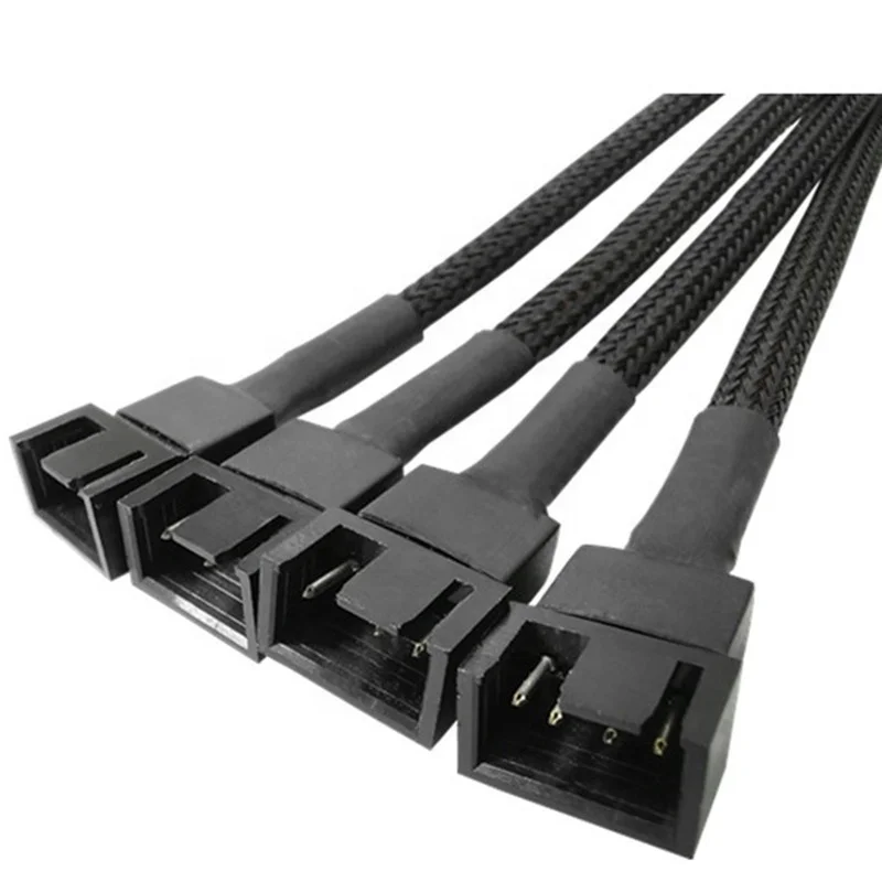 27cm PWM 4pin Fan Sleeved Extension Splitter Hub Cables Motherboard CPU 4 Pin To 3 Way 4Pin /3pin Cooler Case Fan Power Spliter