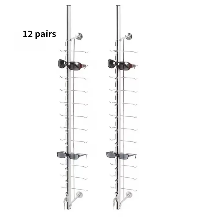 YIFAN Wholesale Wall Mounted 9/12/14/16pcs Sun Glasses Display Rack with Lock Optical Shop Eyewear Lockable Display Stand
