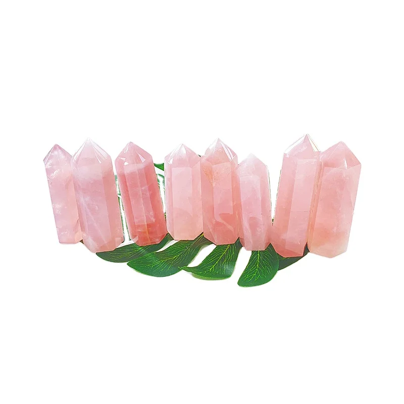 
Wholesale Top Quality Natural Rose Quartz Point Wand Tower Ornaments For Gifts LSY 