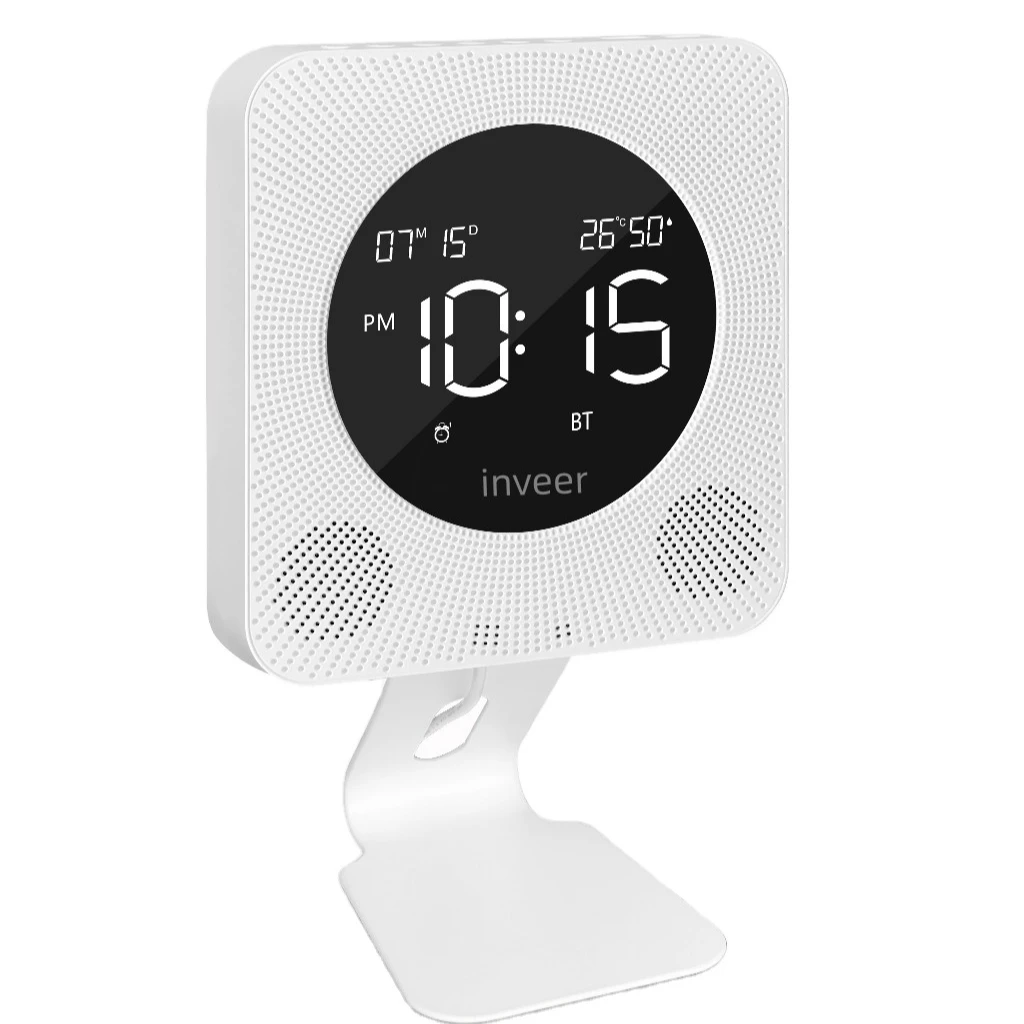 inveer wall mounted  5inch Big LED Time display  and 2*5Watt Blue tooth speaker  Digital FM radio M2F