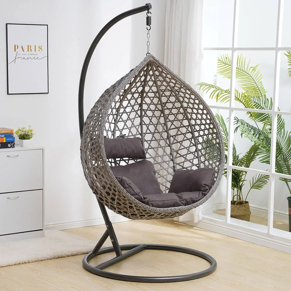 Hanging Chair With Round Frame Rattan Hanging Egg Garden Rattan Swing Chair