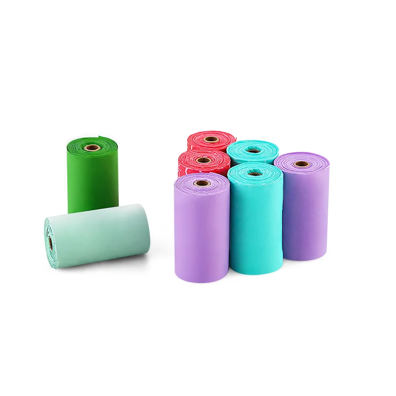 Wholesale Manufacturer Biodegradable Eco Friendly 15pcs/roll Pet Products Dog Waste Bag Blue Pink Dog Poop Bag with Dispenser