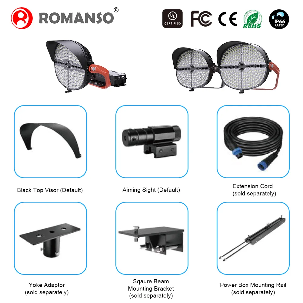 Romanso LED High Mast Light ETL DLC IP66 Waterproof Football Field Lighting 5 Years Warranty Sports Light LED