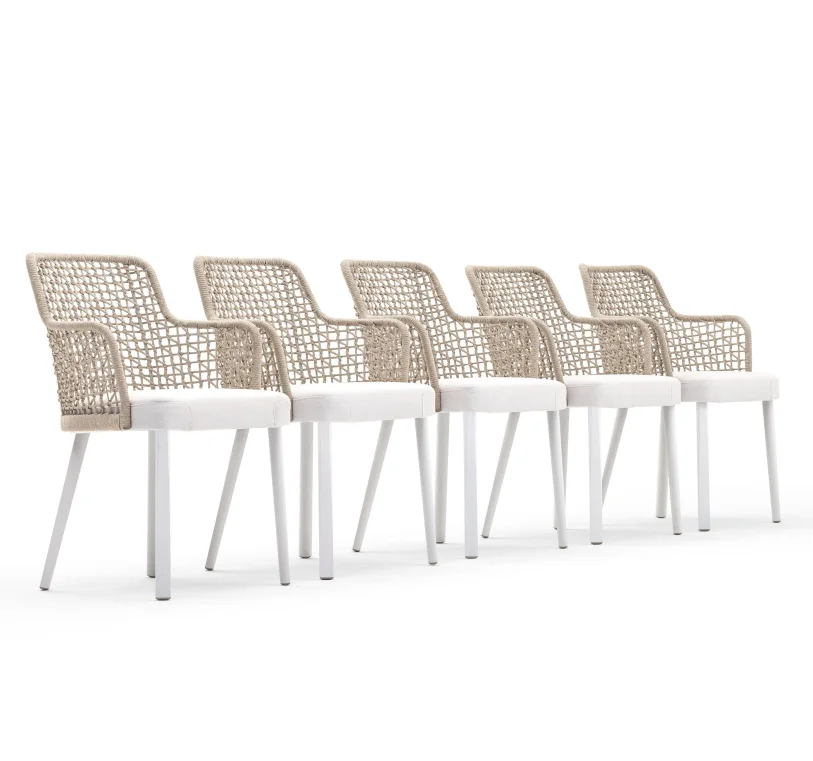 Garden Furniture Black White French Bistro Rattan Chairs Outdoor Dining Beach Chair