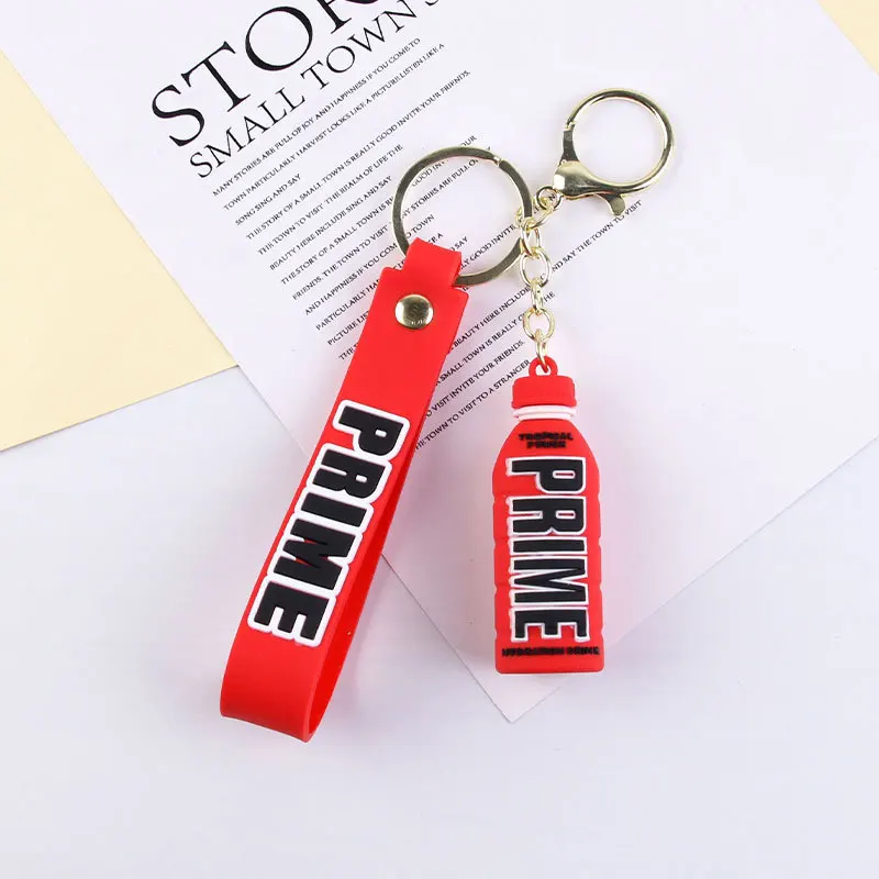 Fashion Prime Drink 3D Rubber Keychain Cute Bottle Key Chains For Men Women Ornament Car Bag Pendant Keyring Accessories Gift