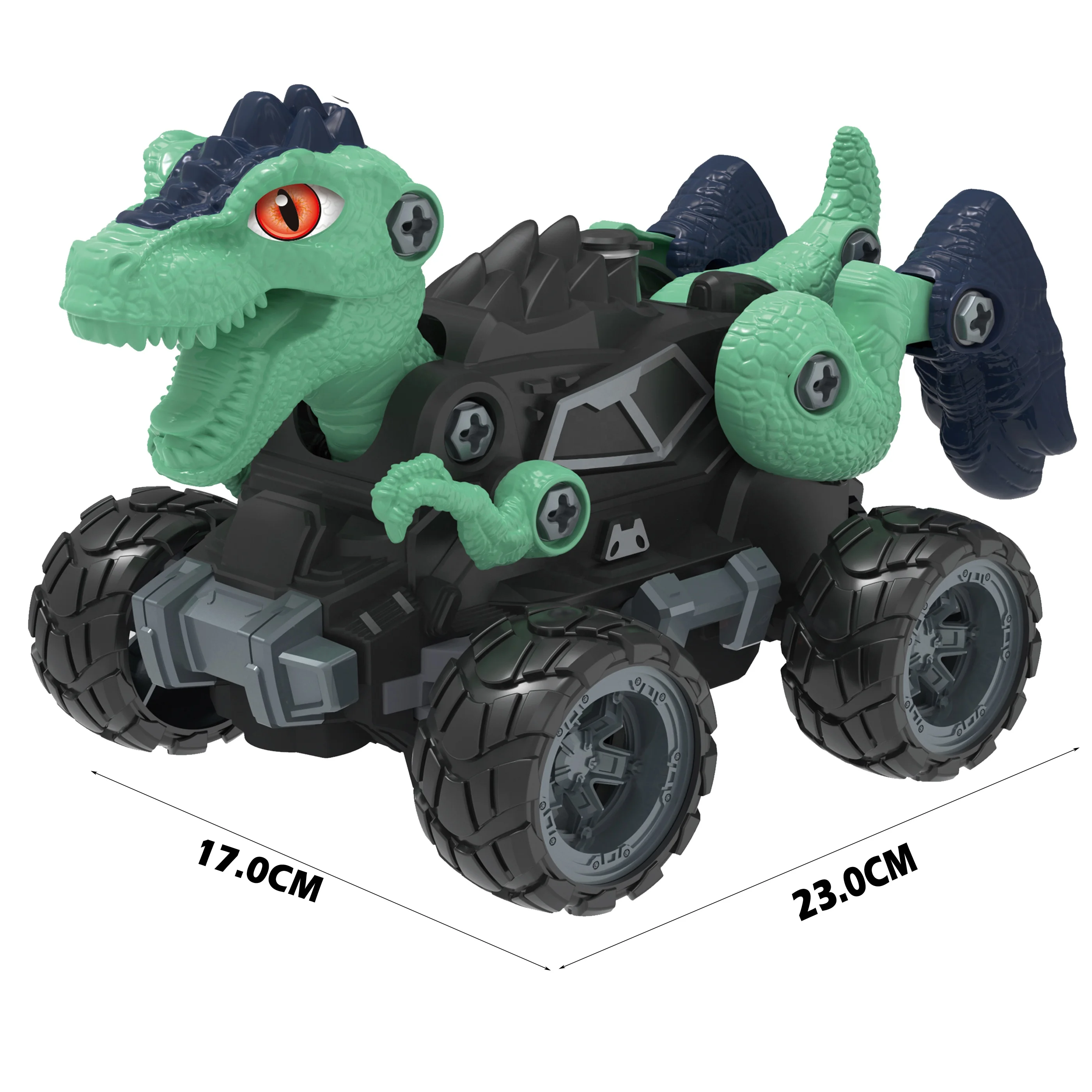 KK 2.4G DIY Dinosaur Monster Truck Toy Car with Light Mist Spray,Rechargeable Assemble Remote Control Dinosaur Car,Education Toy