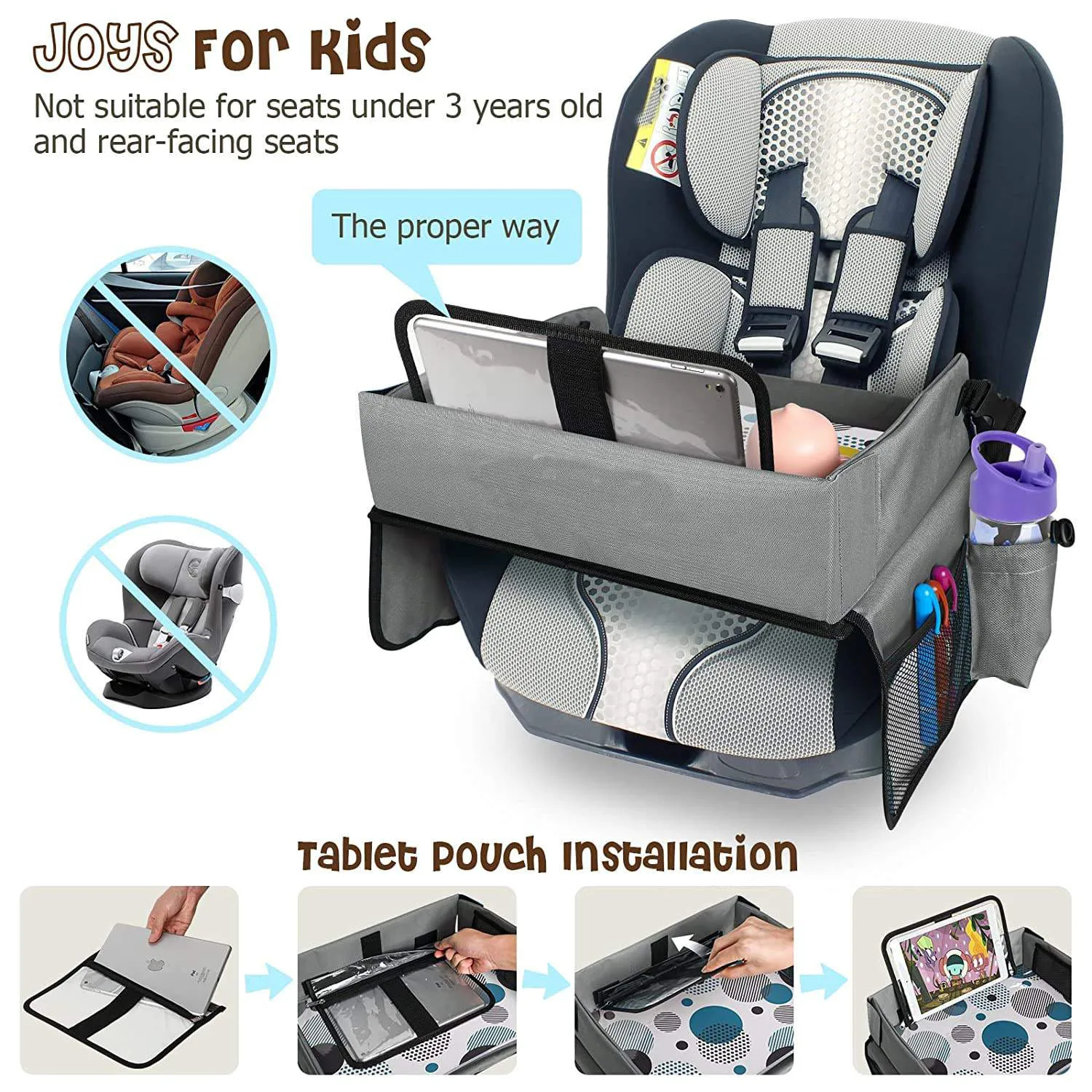 Fashion Portable Folding  Car Travel Kids Play tray  Car Seat Table Kids Travel Tray