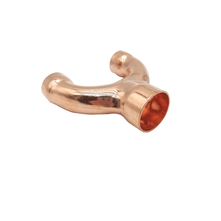 High quality Air conditioner parts copper Tube Tee pipe fittings Chinese supplier directly supply Copper fittings