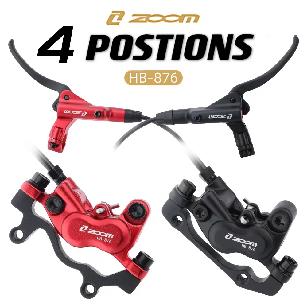 ZOOM HB-876 4 Pistons Bicycle Hydraulic Brake Mountain Bike Disc Brake Front 800mm/rear 1400mm Mtb Brakes Hydraulic Set
