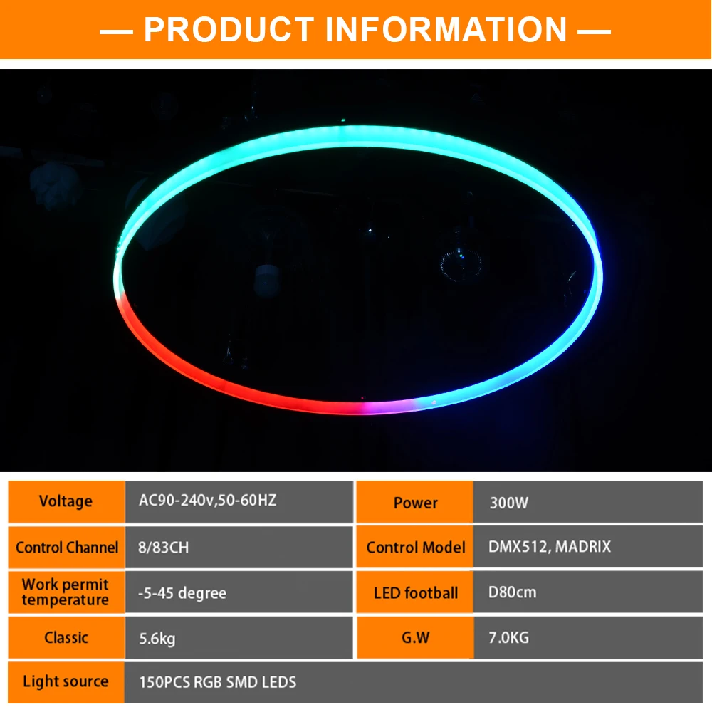 DMX кинетическое кольцо 300 Вт 150 шт. RGB SMD светодиодная лебедка Беспроводная подсветка для DJ Disco Club концертная сцена события излучает красный свет