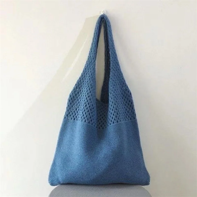 Knitted Shoulder Tote Bag Large Crochet Beach Bag Aesthetic Tote Handbags for Women