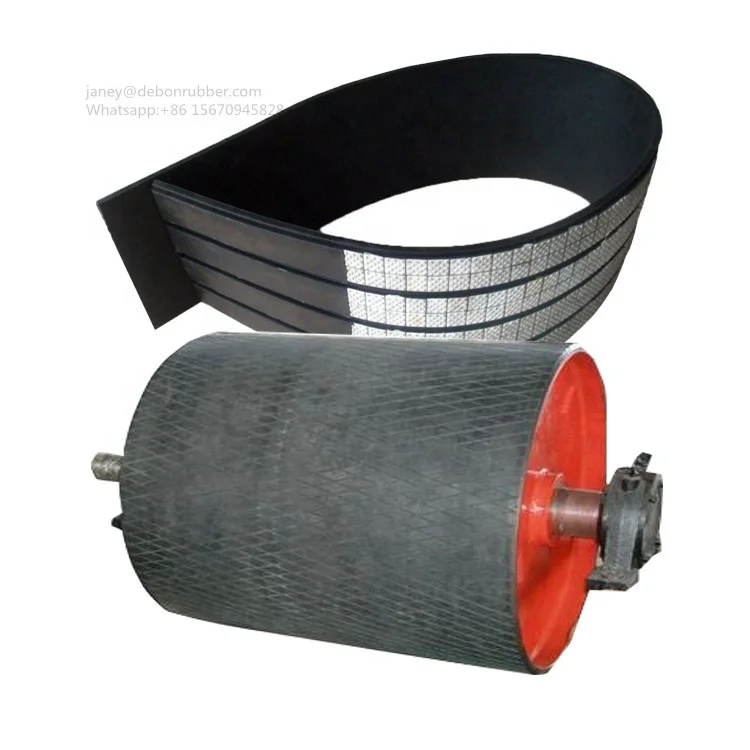 Ленточный конвейер приводная головка барабана отставая шкив глинозема керамический резиновый лист для алмазного шкива