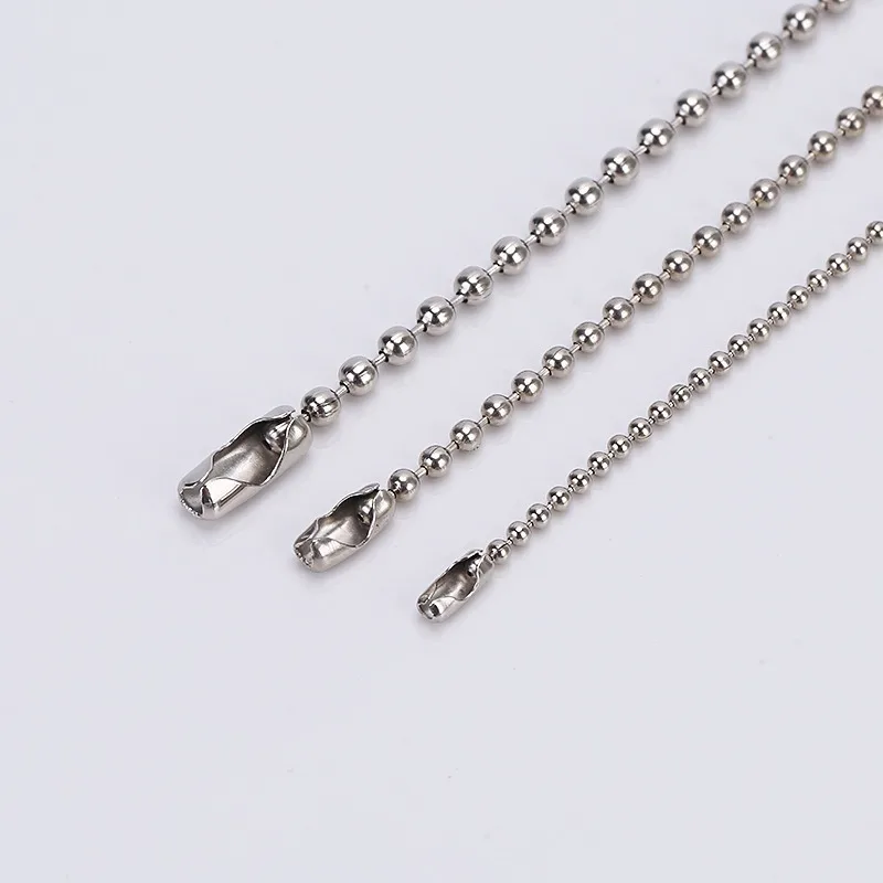 Wholesale Factory Price 1.5MM/2MM/2.4MM Bead Chain Round Bead Chain Tag Bead Chain Hanging Tag Toy Doll Chain Accessories