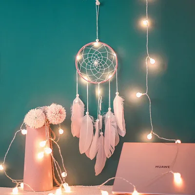 Home decoration for girls room pendant simple dream catcher small night light handmade lovely birthday gift