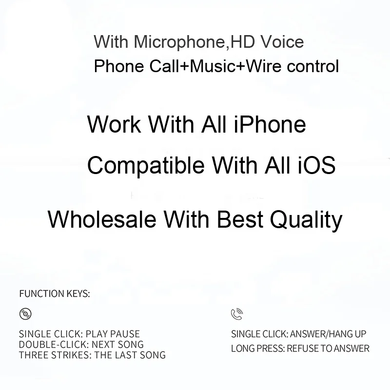 premium pop-up stereo in-ear wired Lightnings headset earphone for iphone 7 8 x 11 headphone with mic