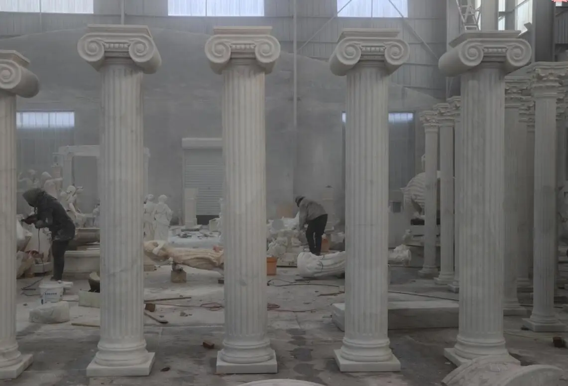 Beige Marble Roman Square Pillar Design