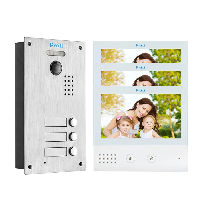 Multi Video Door Bell Intercom System 3 Apartment Home Intelligent 2wire Bus Video Door Phone Interphone