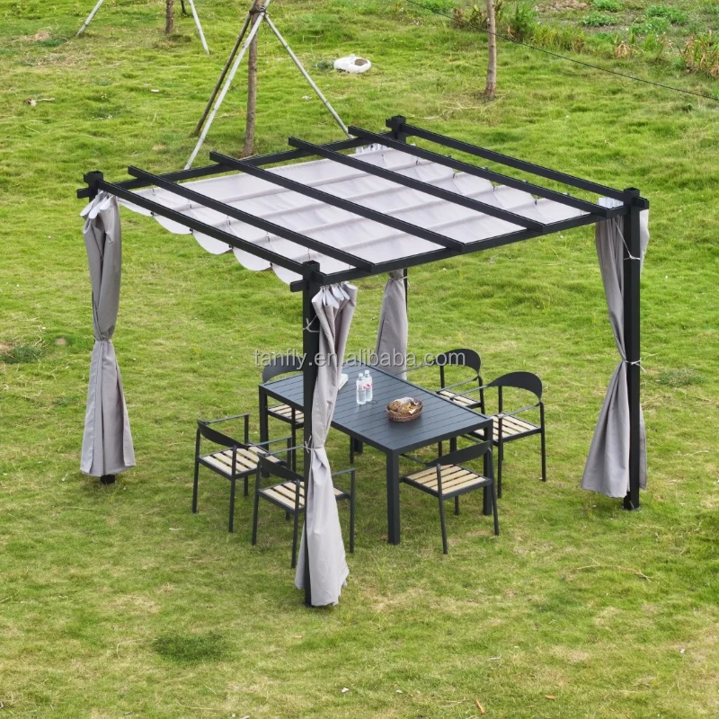 New Style Garden Backyard Pergola Aluminum Outdoor Waterproof Gazebo Pavilion Windproof Pergola Modern