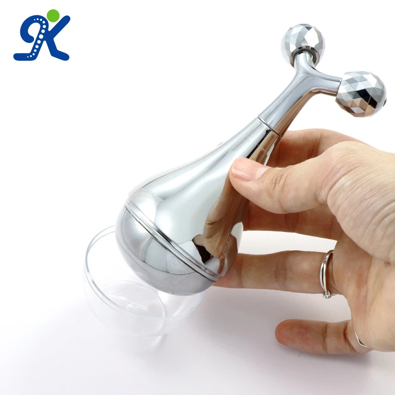 2024 Beauty Facial Ice Roller Cooling Massage Ball Facials Ice Y shaped 3d Facial Massage Roller Beauty Metal Cyro Ice Globes