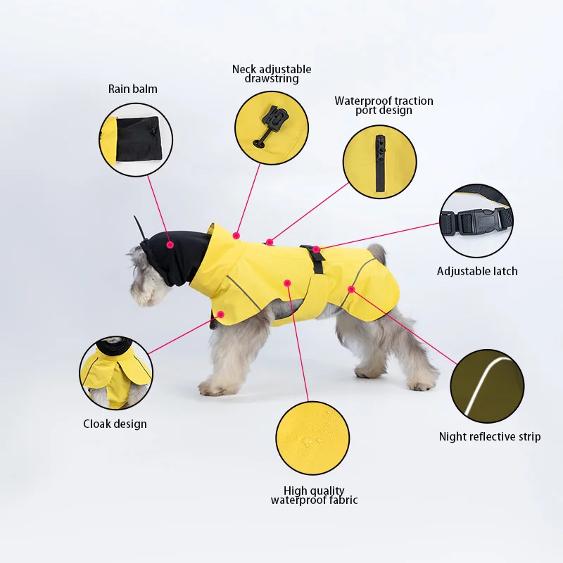 Custom Print Waterproof Jacket Dog Raincoat Suitable For Small And Large Dogs  Luxury Reflective Adjustable Pet Rain Coat