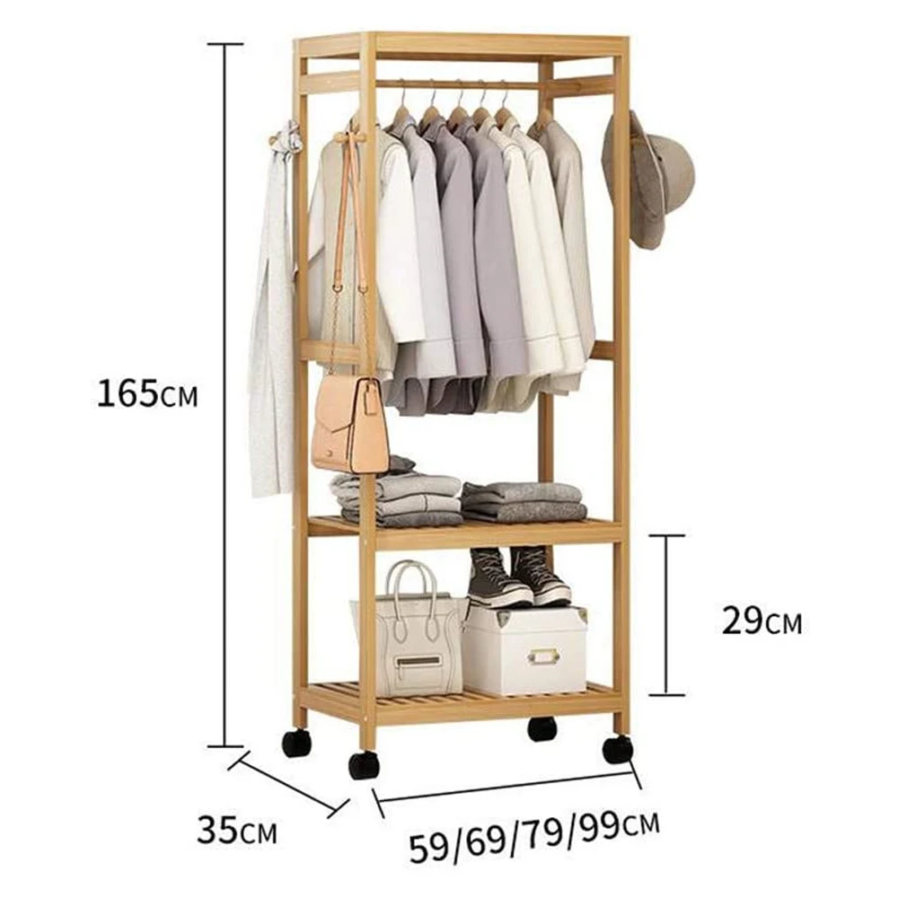 Hang clothes and store things bamboo wardrobe clothes organizer
