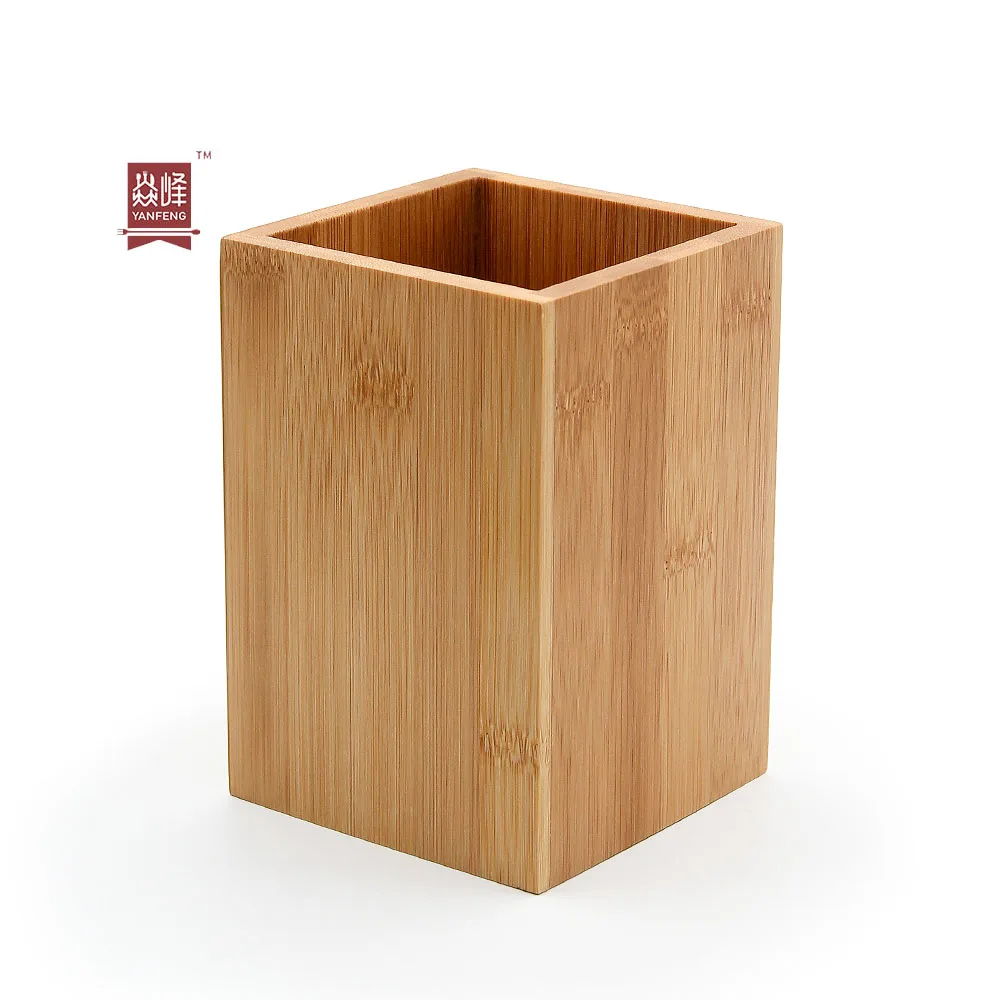YF Eco-friendly bamboo utensil holder tableware organizer square bamboo storage holder