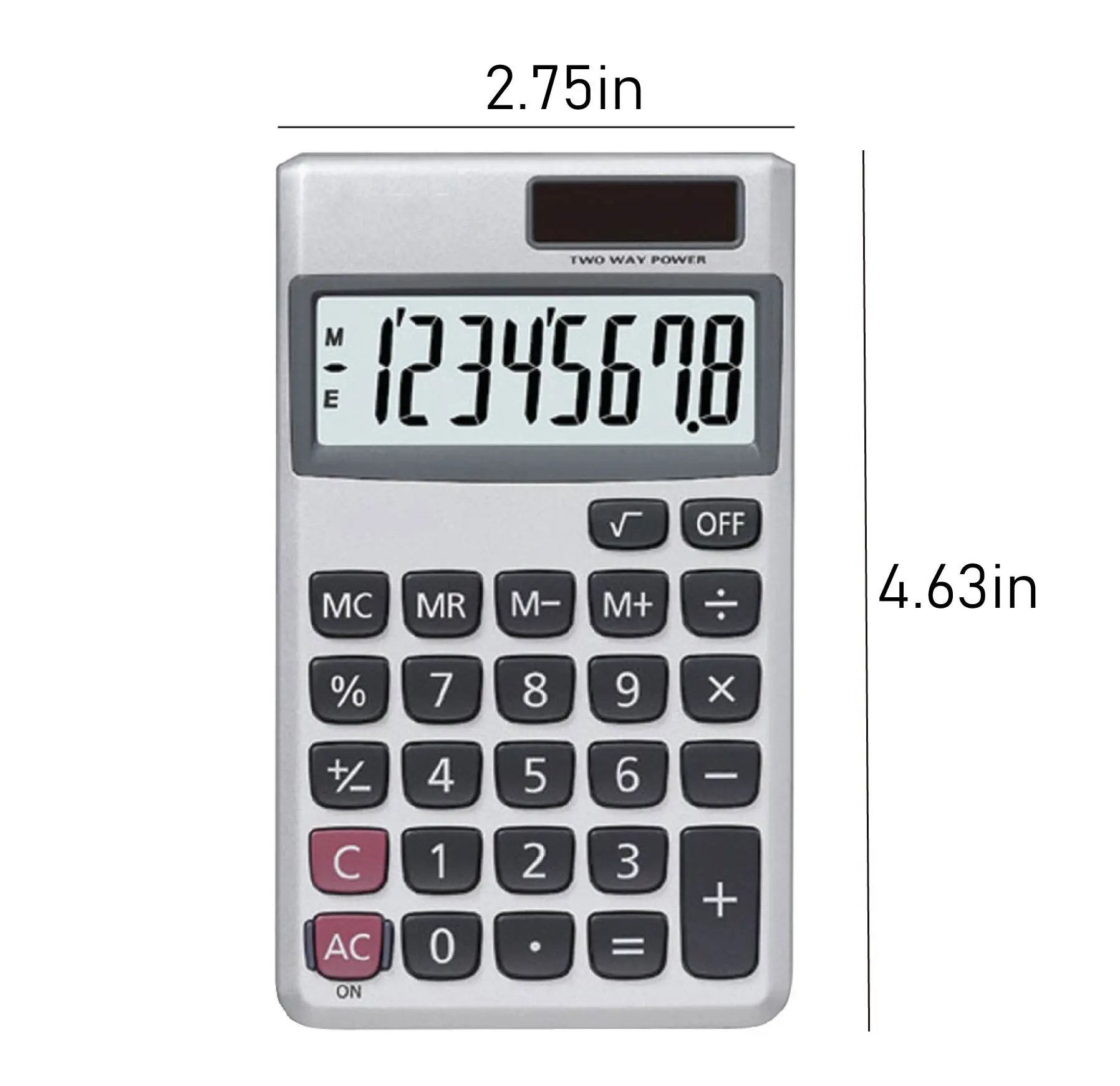 Quality Solar Dual Power Tilt 8-Digit Standard Function Basic Calculator with Big Numbers