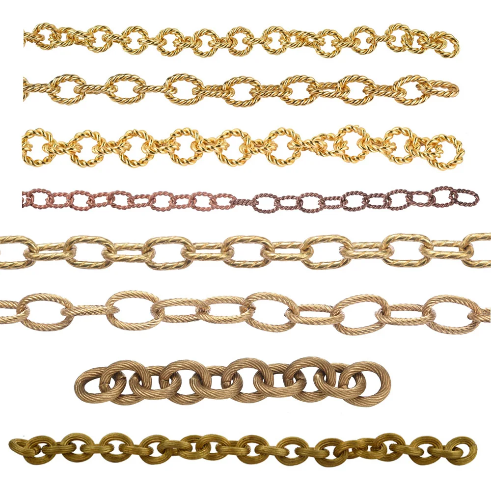 Supplier Of Brass Chain twisted Golden Chain Cable Link Handmade Chain For Jewelry Making