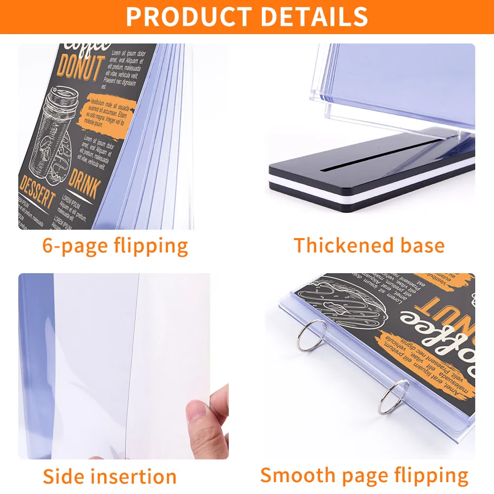 Flip Menu Stand Menu Advertising Display Stand Business Card Display Table Sign Display Stand 6-page Flipping Sign Holder