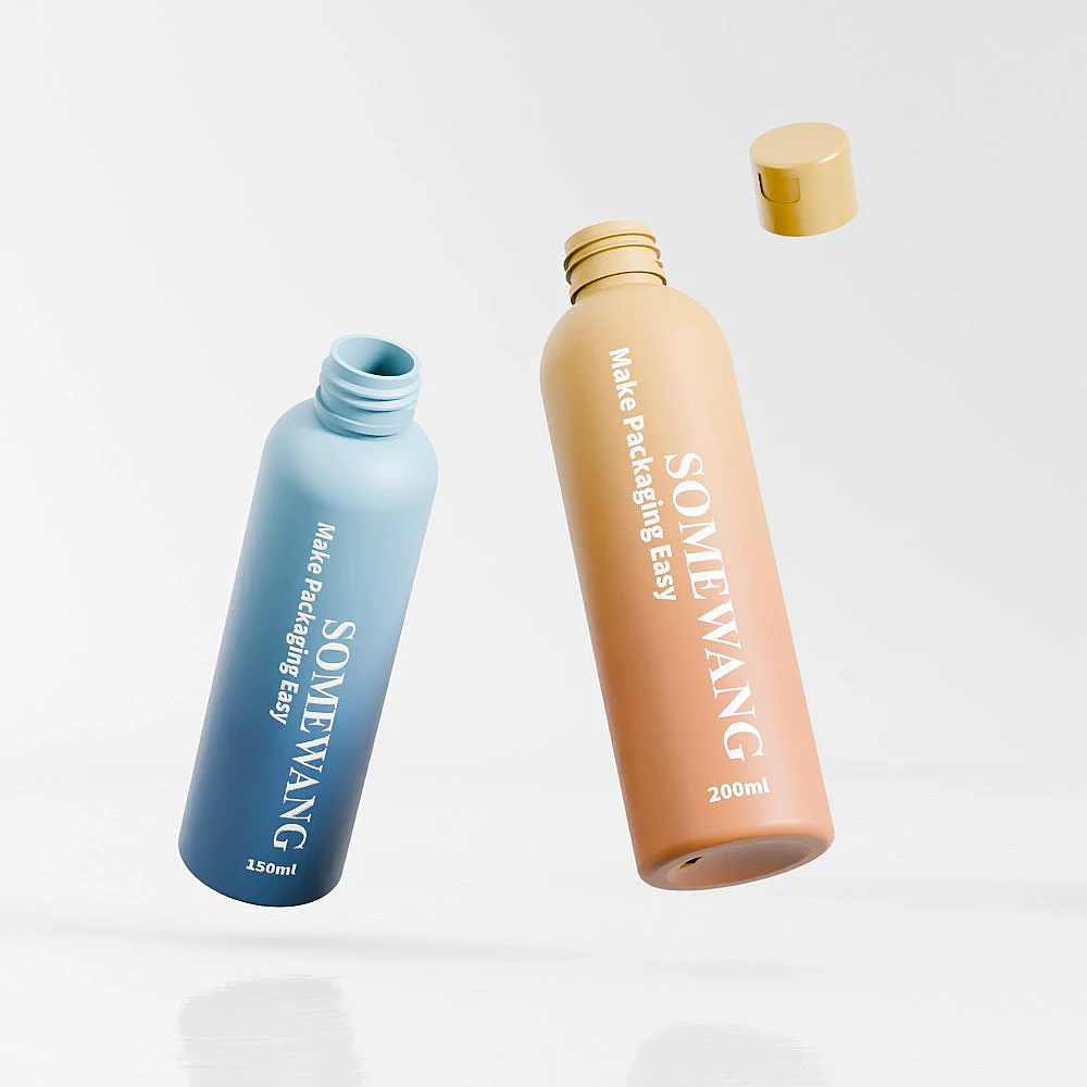 150ml 200ml 240ml Cosmo Round PET Bottle with Disc Cap for Skincare Packaging Body Lotion Bottle Shampoo and Conditioner Bottles