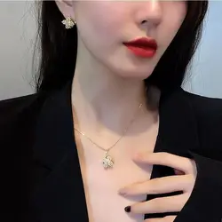 Fashion Rotatable Flower 18K Fidget Ring Anti Anxiety Stress Relieve Creative Earrings Spinning Mood Four Leaf Clover Jewelry