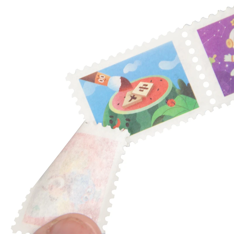 Wholesale Die Cut tear able Repositionable Perforated Washi Tape  Stamp Stickers Custom Adhesive Paper Tape