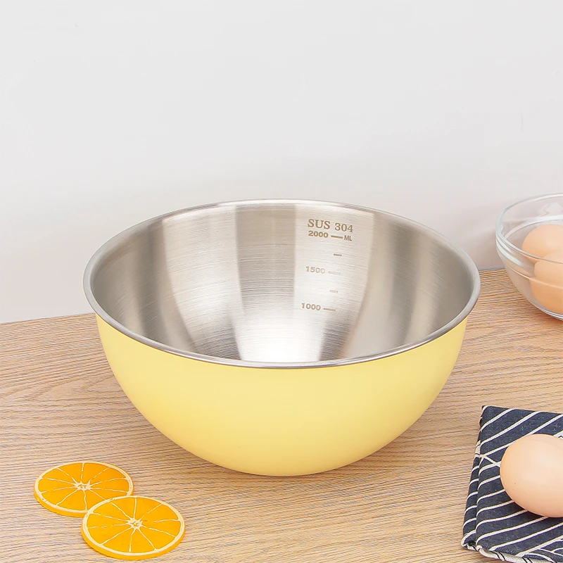 Korea Style Multi-size stainless steel colorful fruit bowl salad mixing bowl
