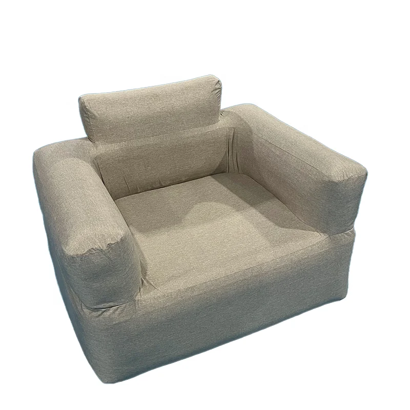 Adult Inflatable Lounge Sofa Chair with Detachable Cover Self-Inflating Built-In Rechargeable Pump Outdoor Camping Living Room