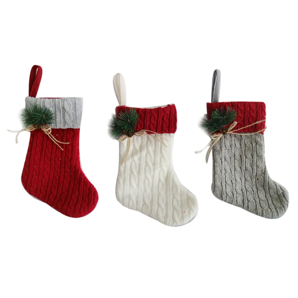 wholesale christmas holiday gift item handmade knitted xmas stocking item gift socks christmas decoration supplies