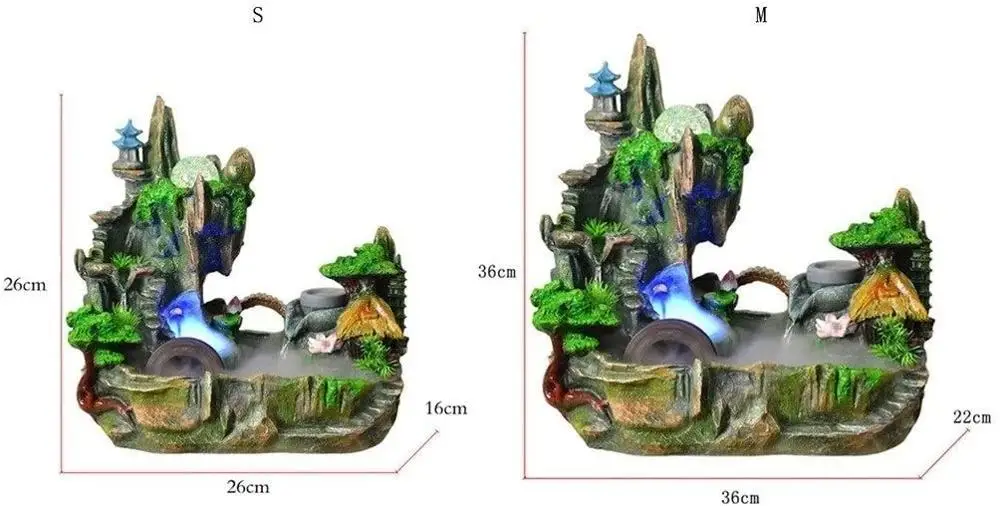 Indoor Fountains Tabletop Rockery Flowing Fountain with LED Lights, Indoor Waterfall Fountain for Stress Relief, Crafts Bonsai