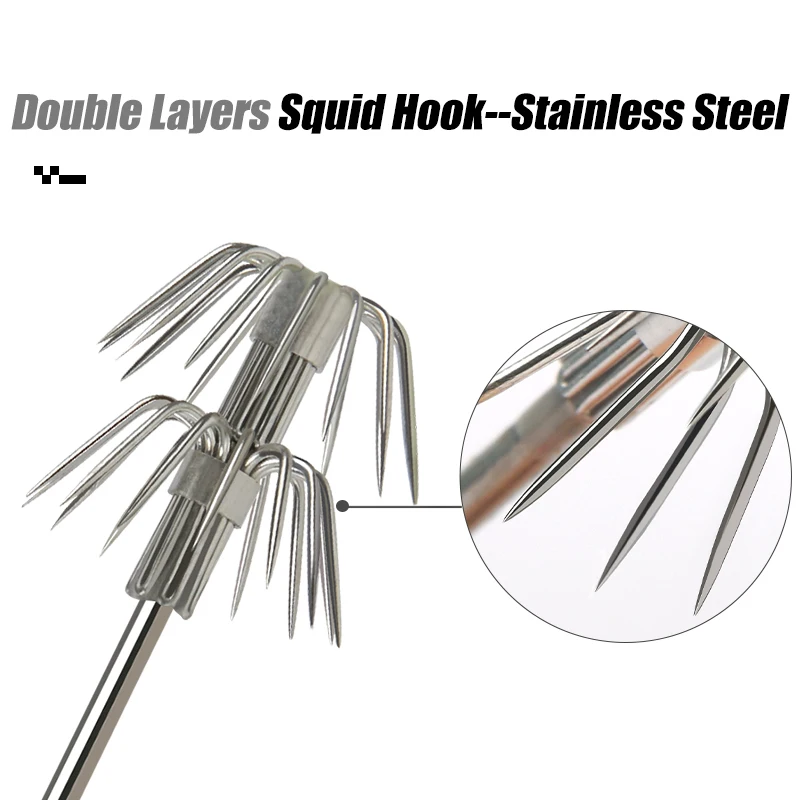 LETOYO 9cm 12cm 15cm 17.5cm Squid Jig Umbrella Luminous Stainless Steel Shaft Squid Jig Hooks For Sea Fishing