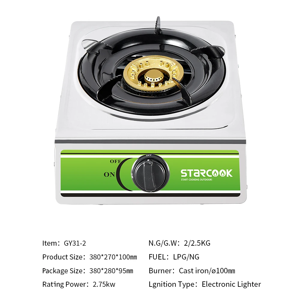  Газовая плита из нержавеющей стали с 1 горелкой