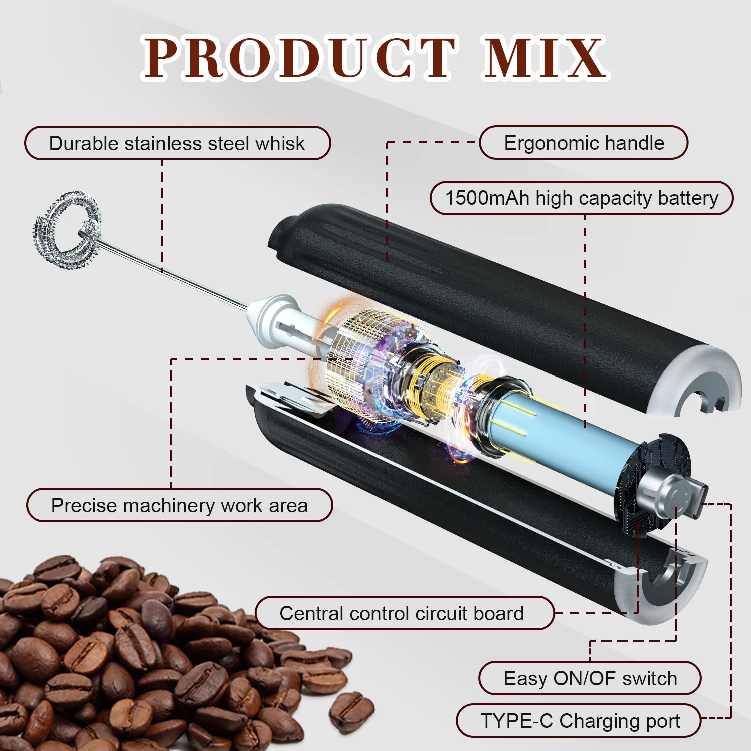 Electric milk frother mini handheld food blender coffee mixer milk frother coffee tea tools electric milk foamer machine