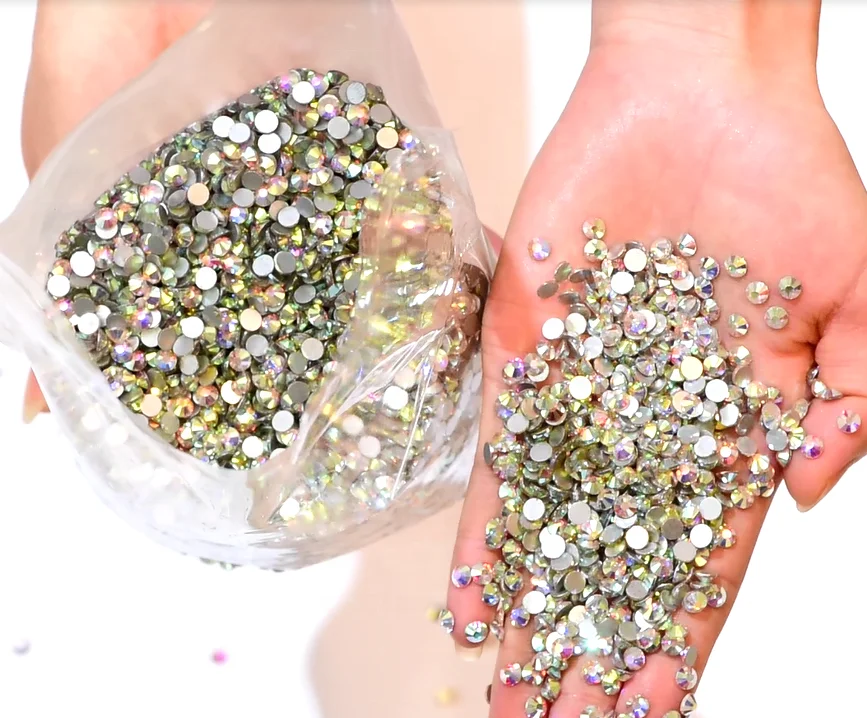 Oleeya Hot Sale SS3-SS50 Over 100 Colors Crystal Glass Non Hotfix Flatback Rhinestone With New Package For Nails Art DIY