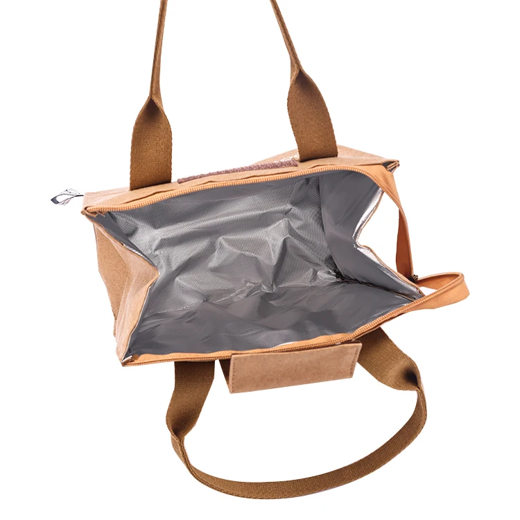 High quality brown washable paper durable waterproof coated Dupont paper thermal bag insulated lunch cooler tyvek bag for food