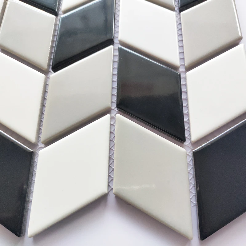 Diamond Pattern 3D Black and White Grey Porcelain Mosaic Tile for Bathroom and Kitchen backsplash
