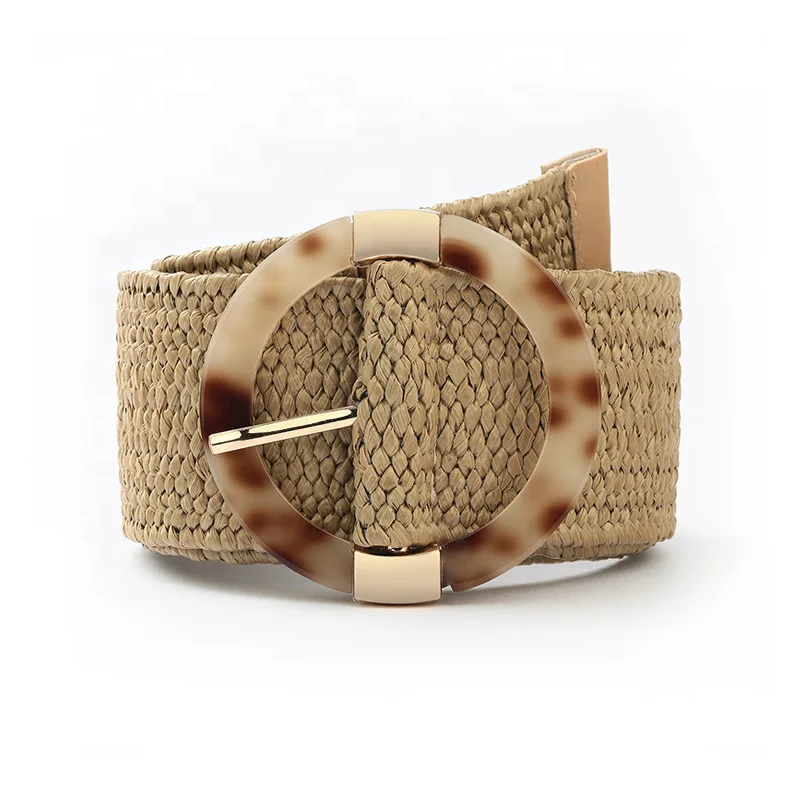 Bohemian Style Plastic Pin Buckle Dress Belt Ladies Fashion Cotton Linen PP Straw Woven Belt