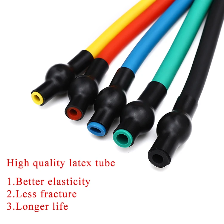 11-Piece Set Foam Loop Handles Bands Tubular Yoga Toning Tube with TPE Workout Resistance Tube Training