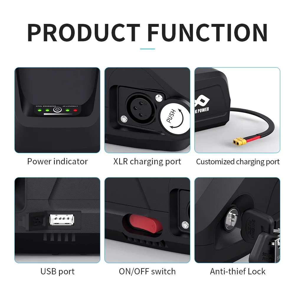 EU Stocked Hailong 36V 24Ah 10S5P Ebike Down Tube Battery 21700 with 25A BMS and 3A Charger XT60 Fit for 205W-750W Motor