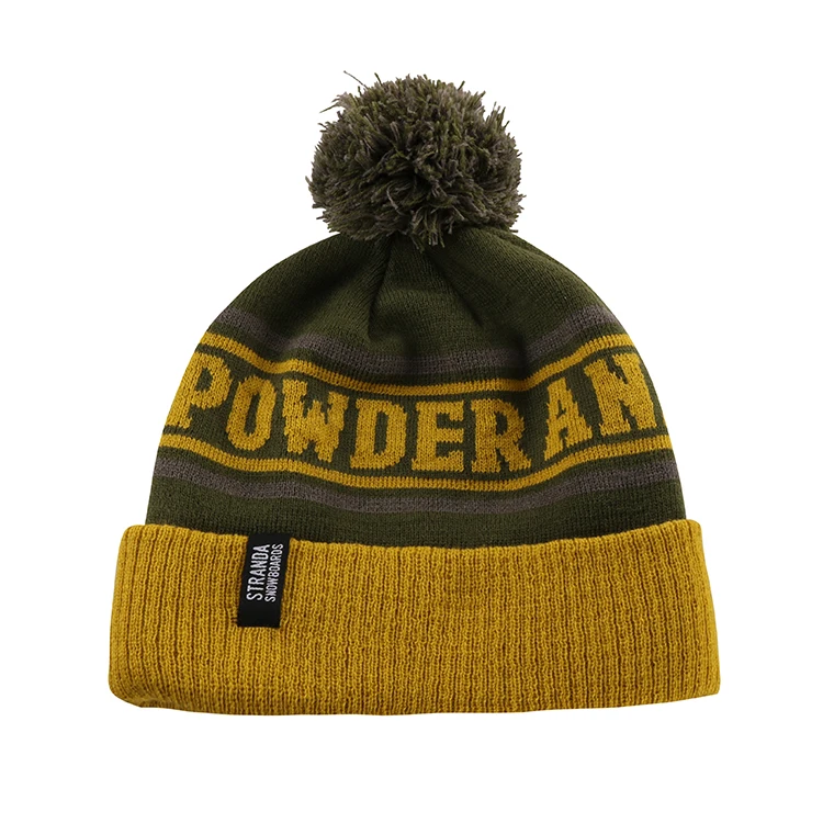 
OEM ODM High Quality Wholesale Custom Yellow Knitted Hat Beanie With Pom 